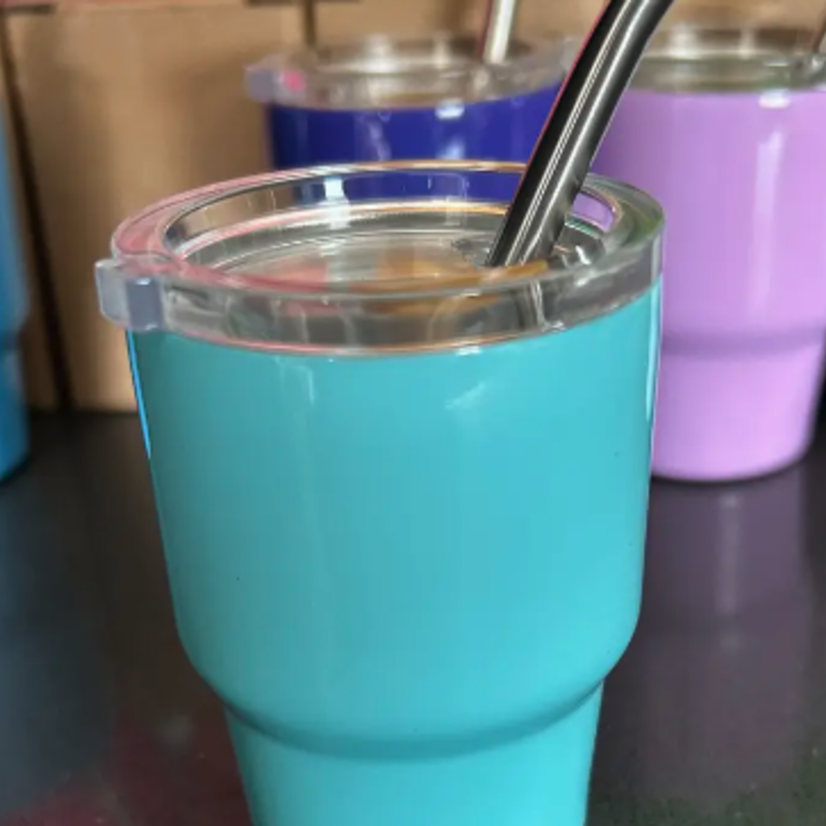 Tumbler Shot Glass w/ Straw & Lid - Aqua | Jillian Ink