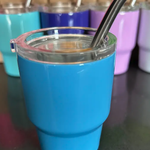 Tumbler Shot Glass w/ Straw & Lid - Blue | Jillian Ink