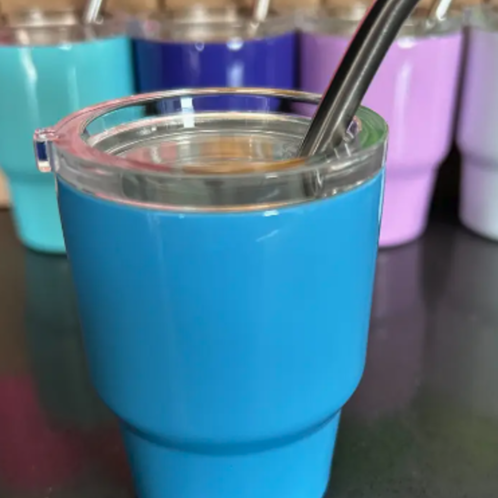 Tumbler Shot Glass w/ Straw & Lid - Blue | Jillian Ink