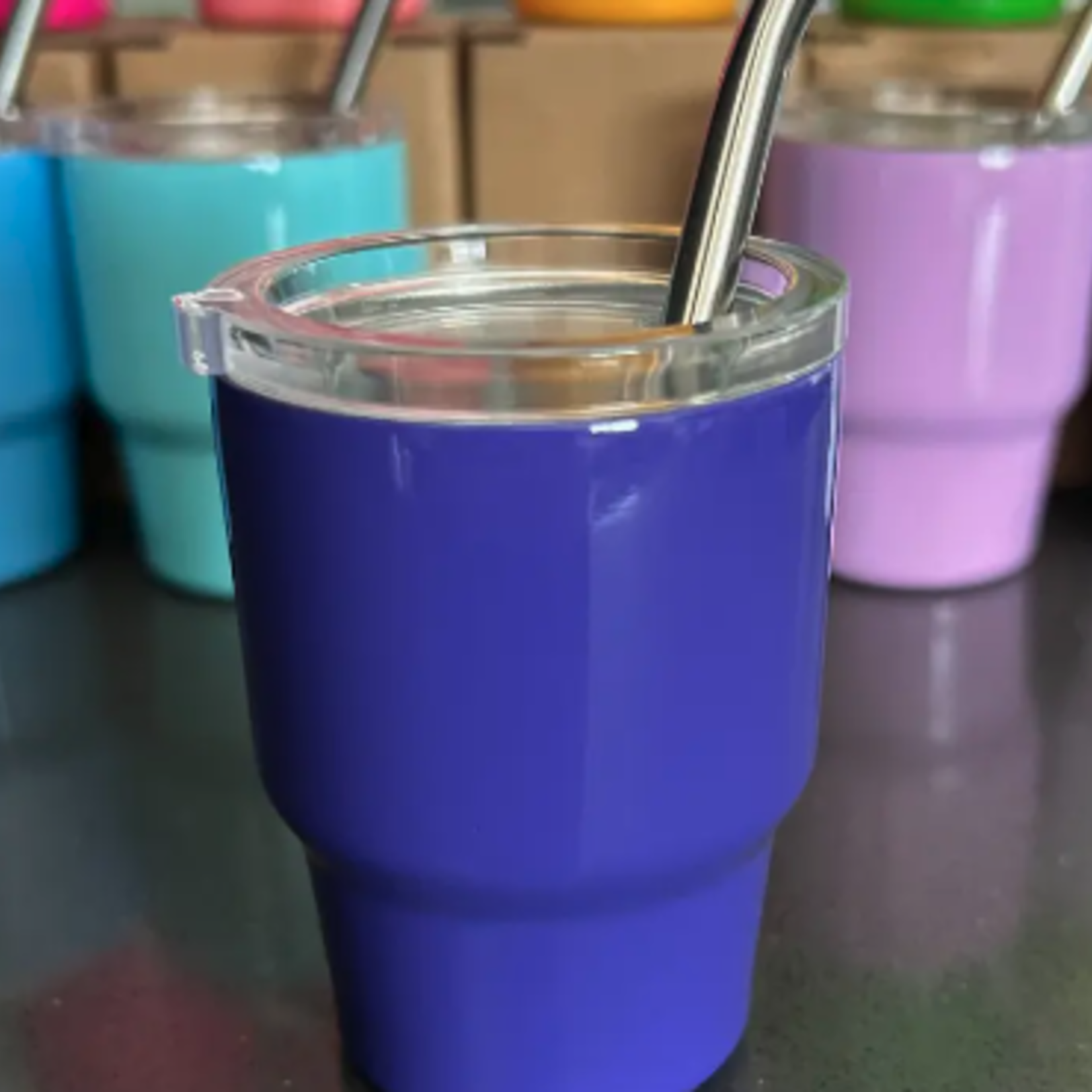 Tumbler Shot Glass w/ Straw & Lid - Purple