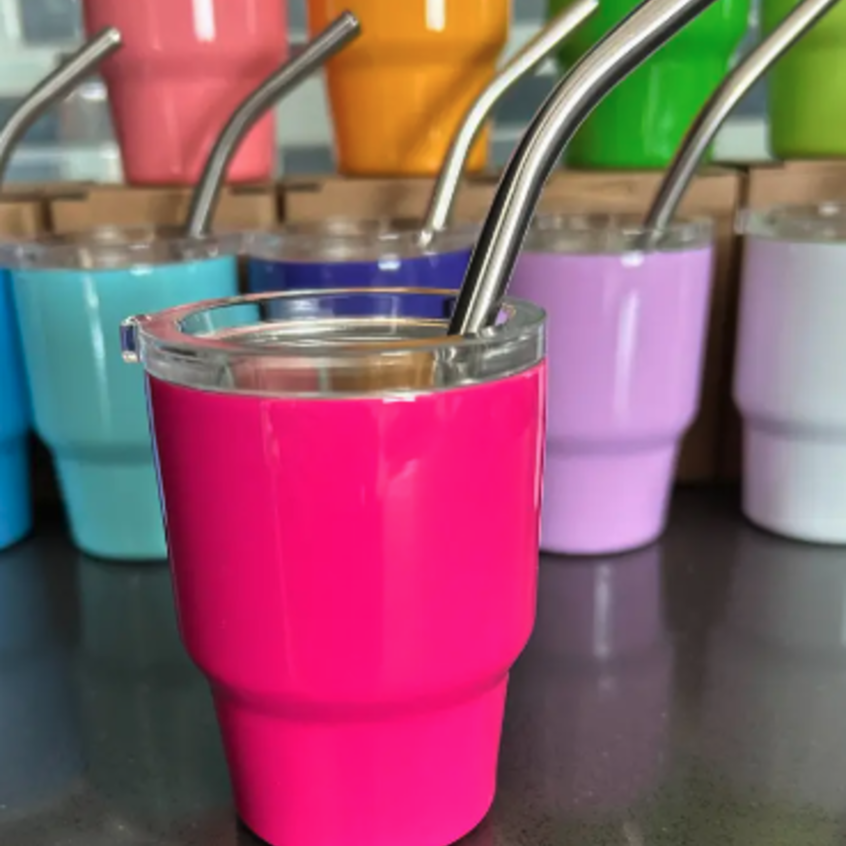 Tumbler Shot Glass w/ Straw & Lid - Pink | Jillian Ink