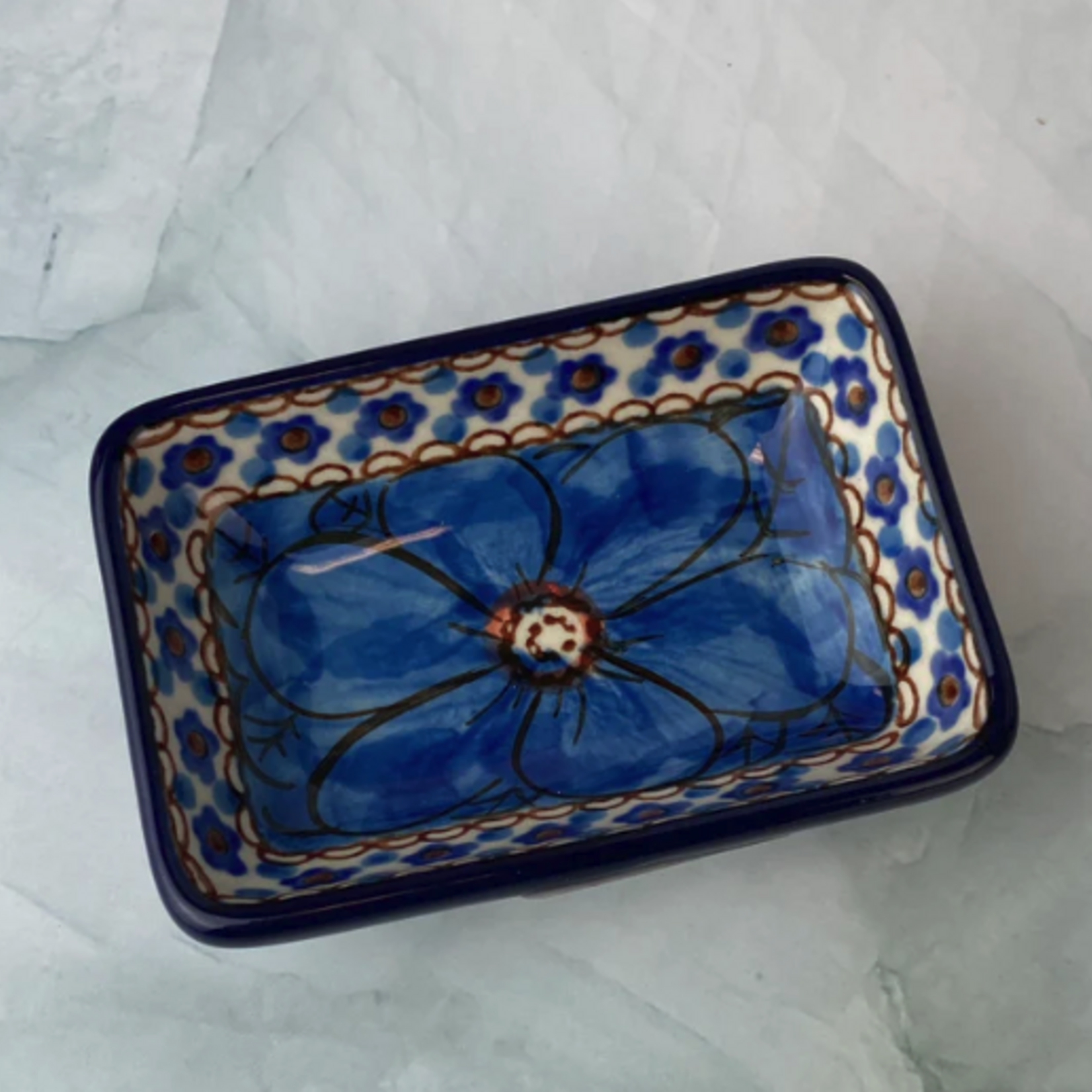 Polish Pottery Polish Condiment Dish - UNIKAT, Blue Flower | Polish Pottery