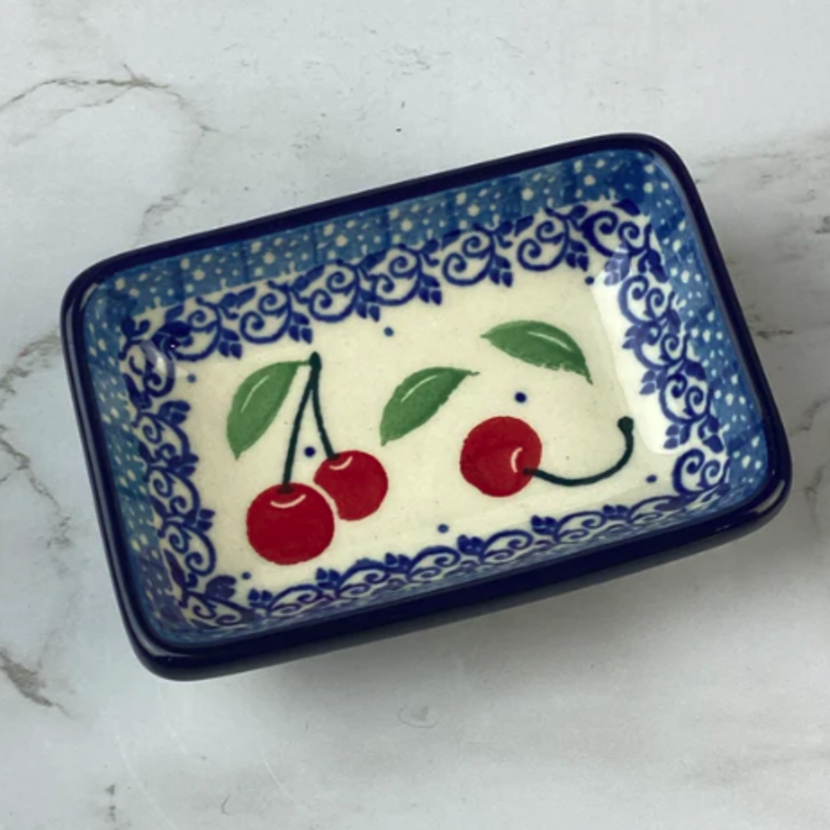 Polish Pottery Condiment Dish, Cherries | Polish Pottery