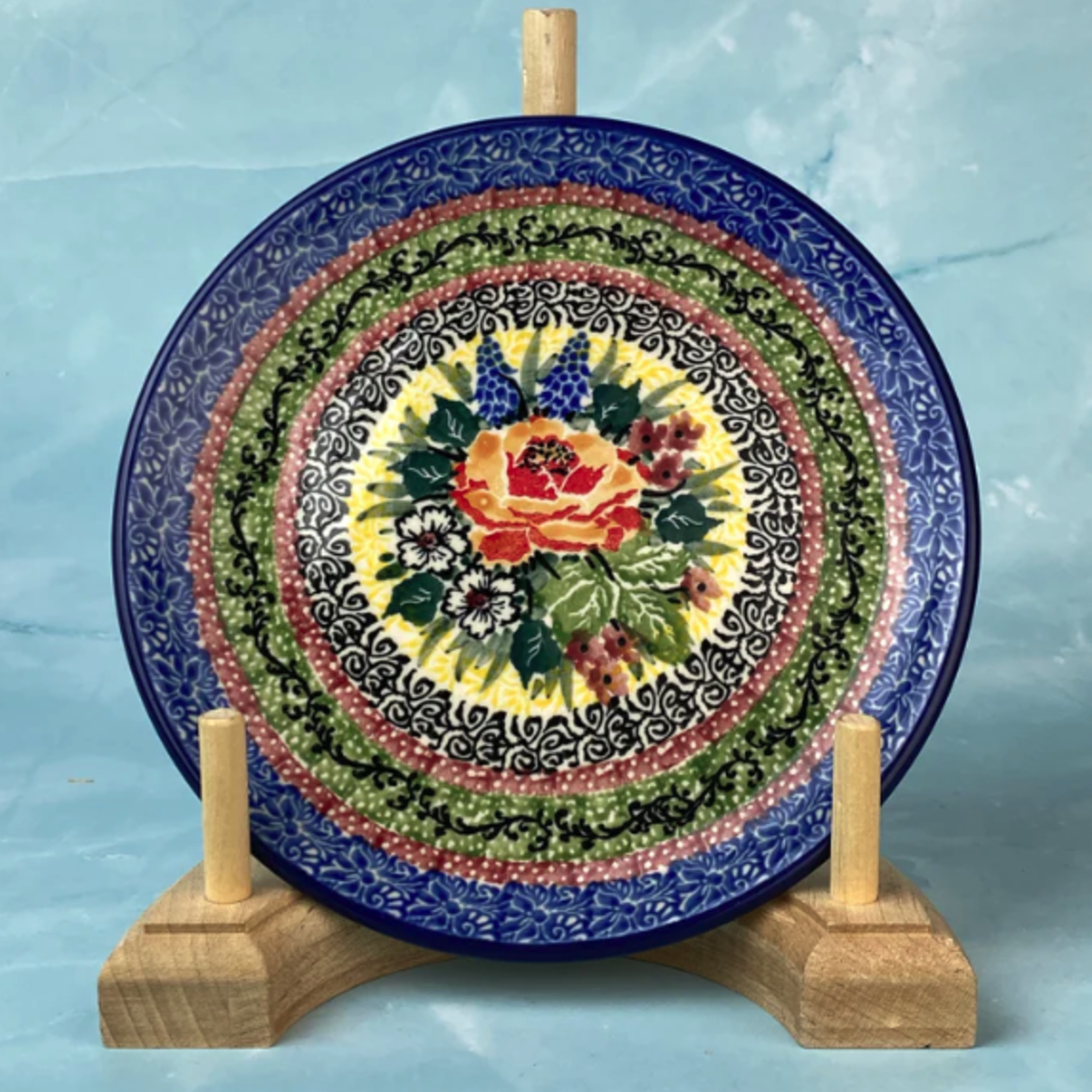 Polish Pottery Appetizer / Toast Plate 6" UNIKAT, Bouquet | Polish Pottery