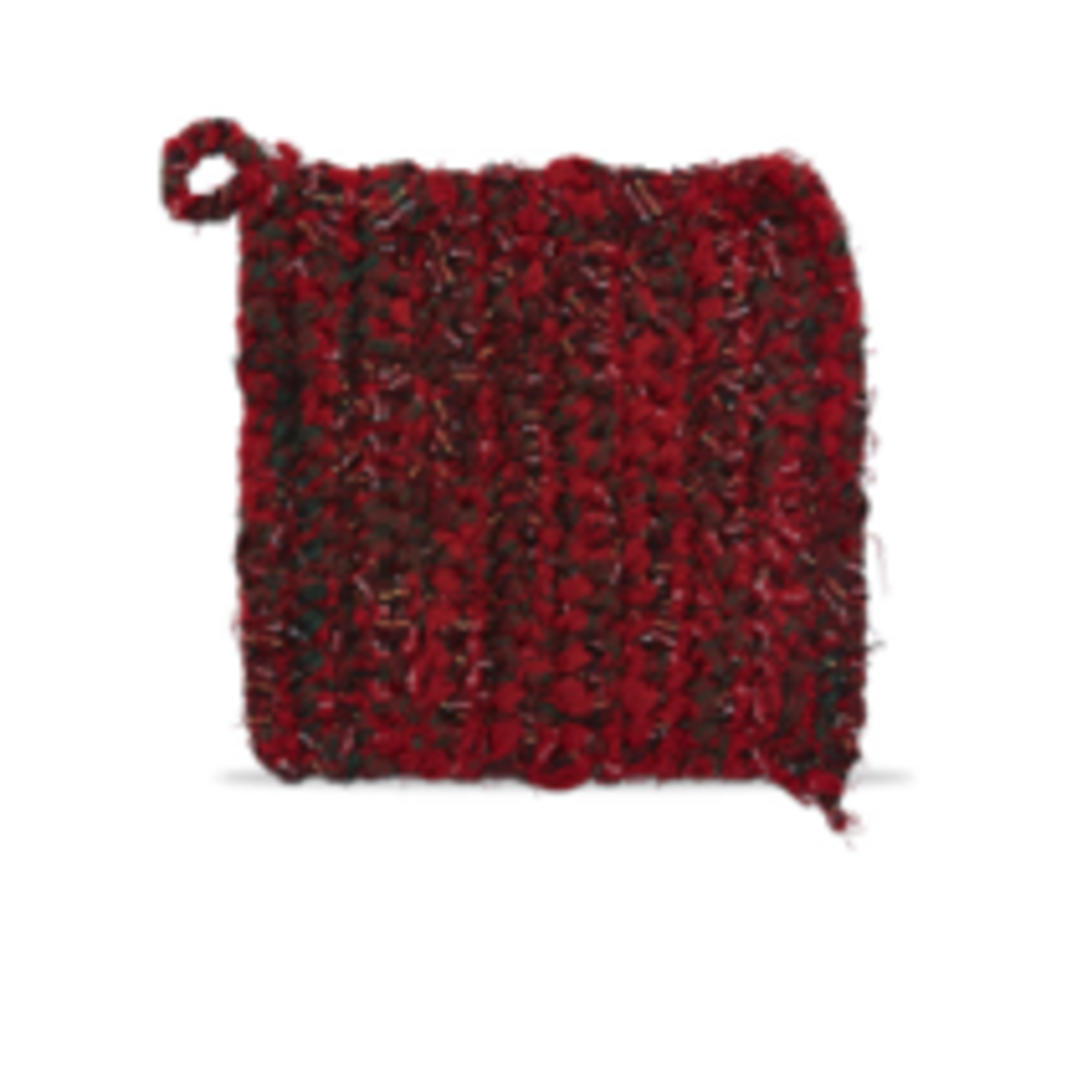 Tag Potholder, Chindi Crochet - Red Plaid