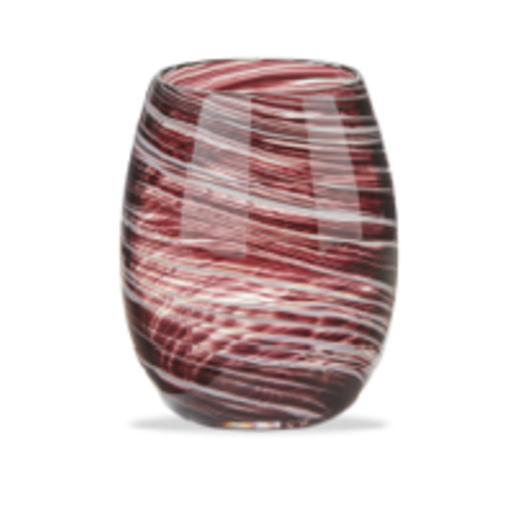 Tag Swirl Stemless Wine Glass Plum