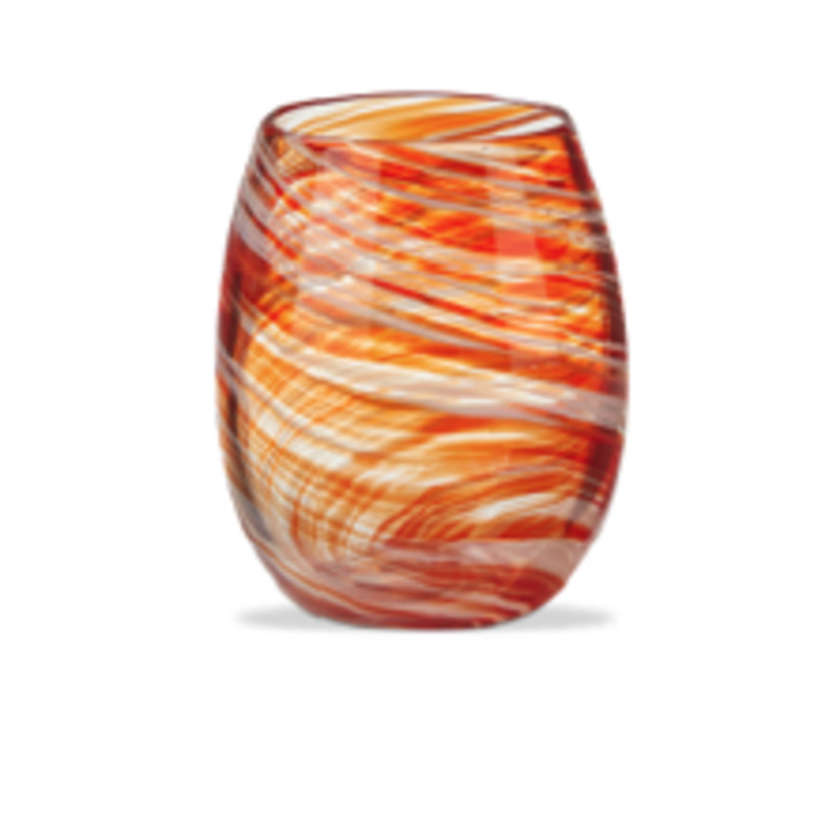 Tag Swirl Stemless Wine Glass Orange