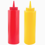 Tablecraft 12 oz Squeeze Bottles, Red & Yellow, Set of 2