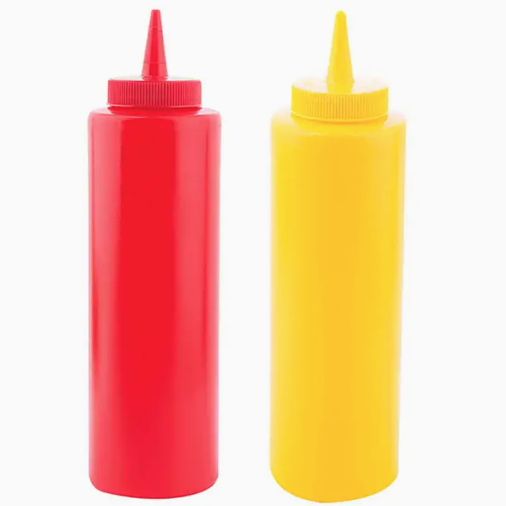 Tablecraft 12 oz Squeeze Bottles, Red & Yellow, Set of 2