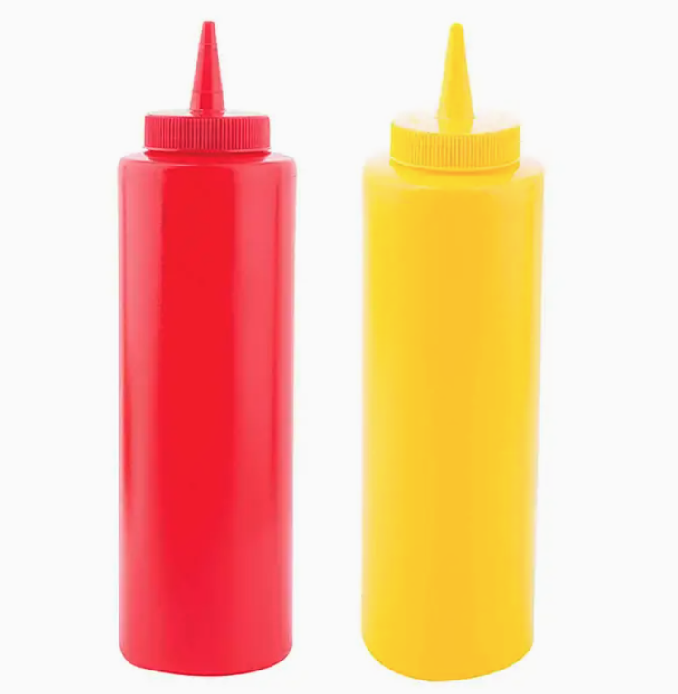 Tablecraft 12 oz Squeeze Bottles, Red & Yellow, Set of 2 Duluth Kitchen Co