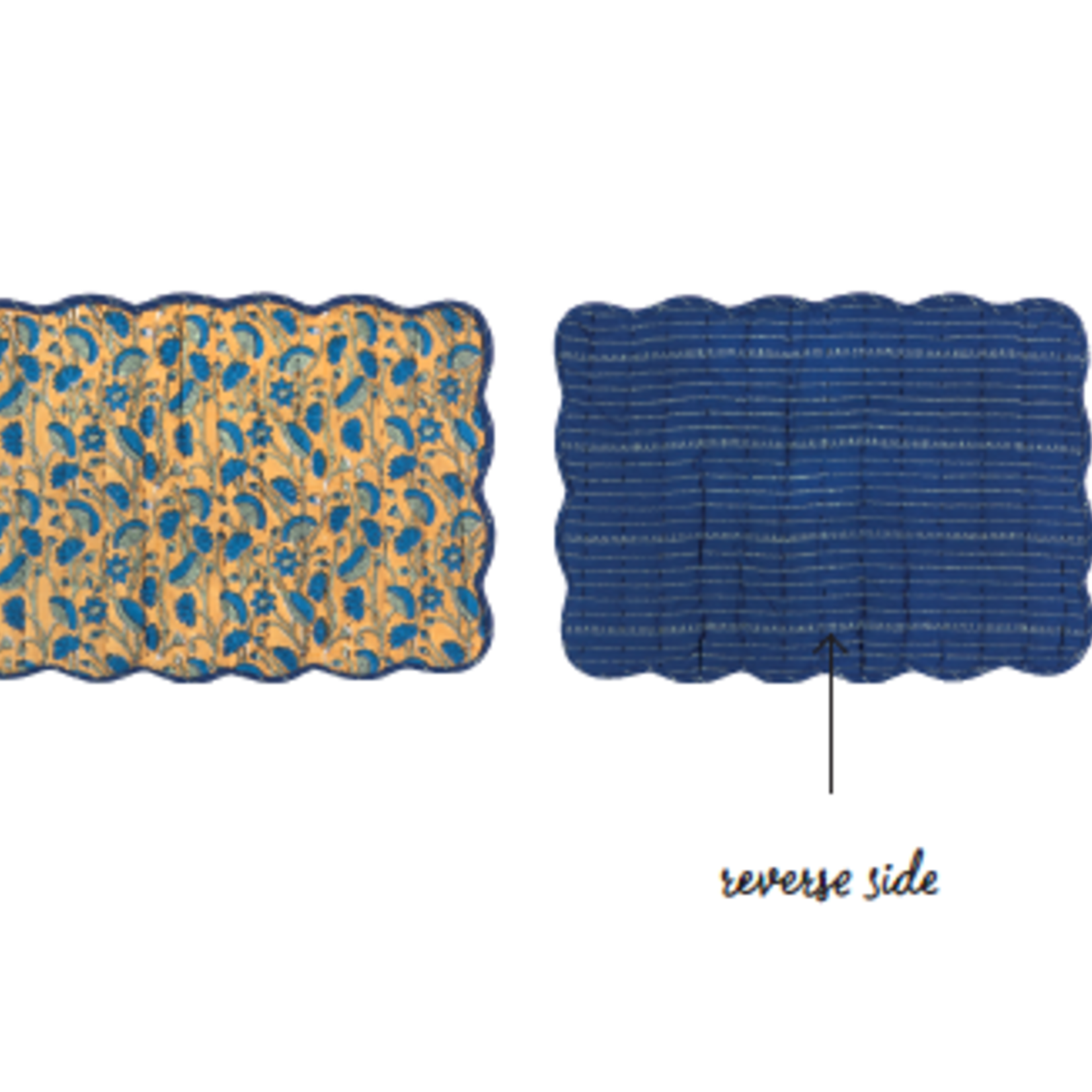 Danica Brands Placemat, Block Print Kantha - Fan Flower | Danica Brands