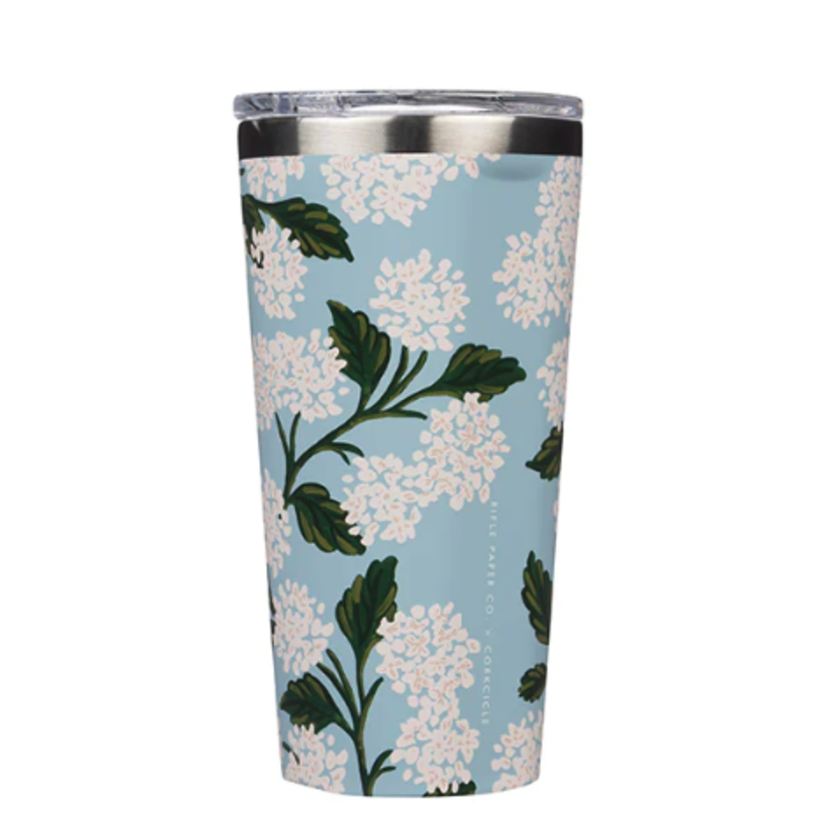 Corkcicle Tumbler - 16oz Rifle Paper - Gloss Blue Hydrangea