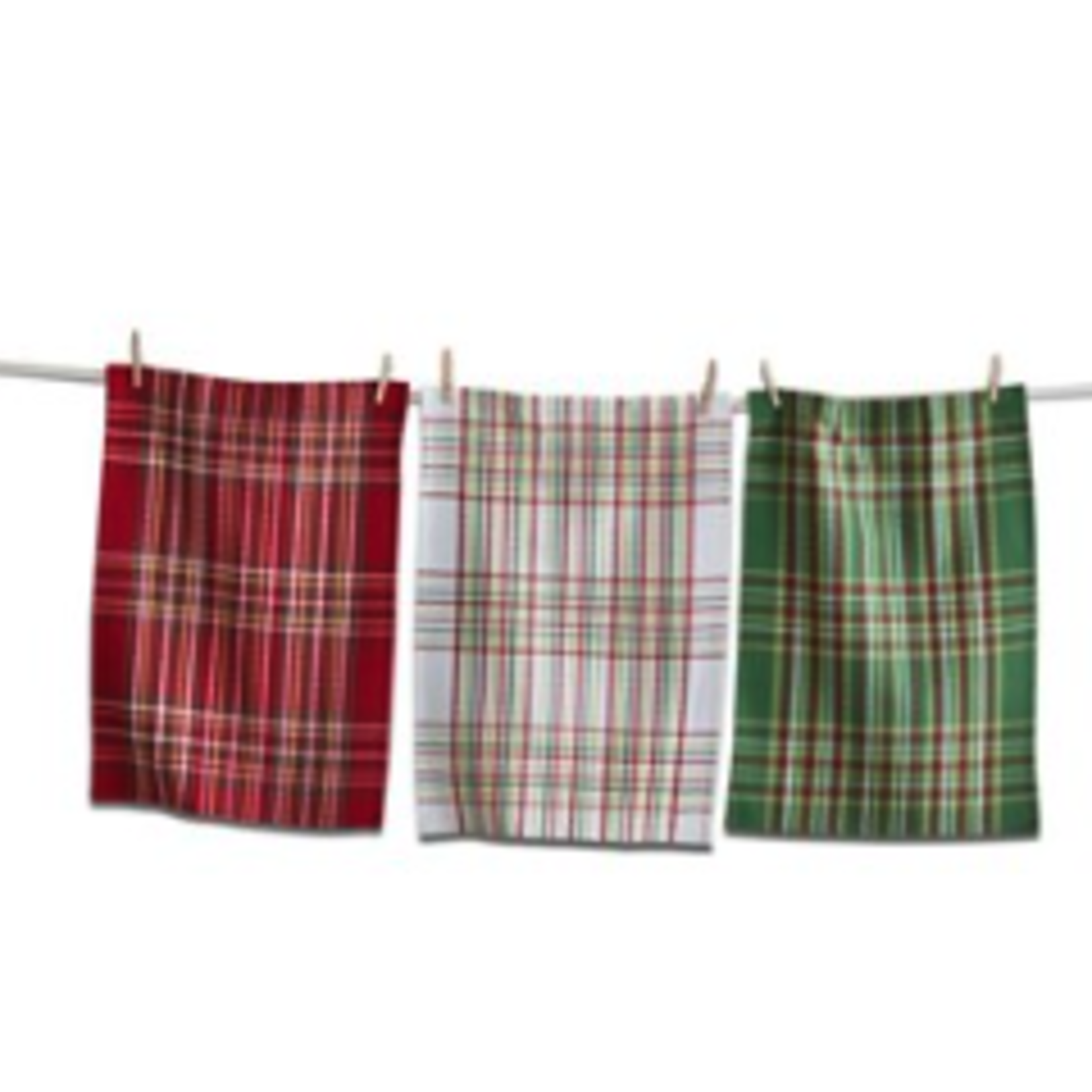Tag Dishtowel S/3 - Festive Waffle Weave Plaid | Tag