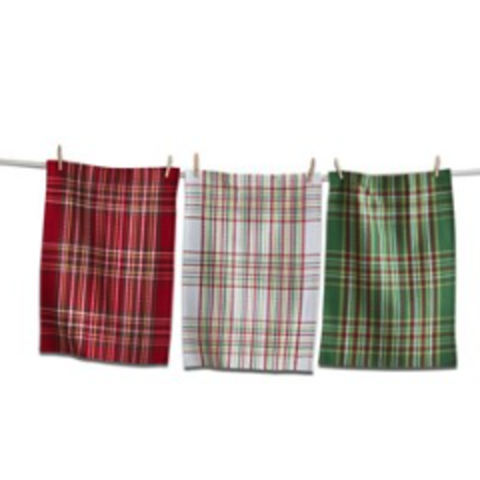 Tag Dishtowel S/3 - Festive Waffle Weave Plaid