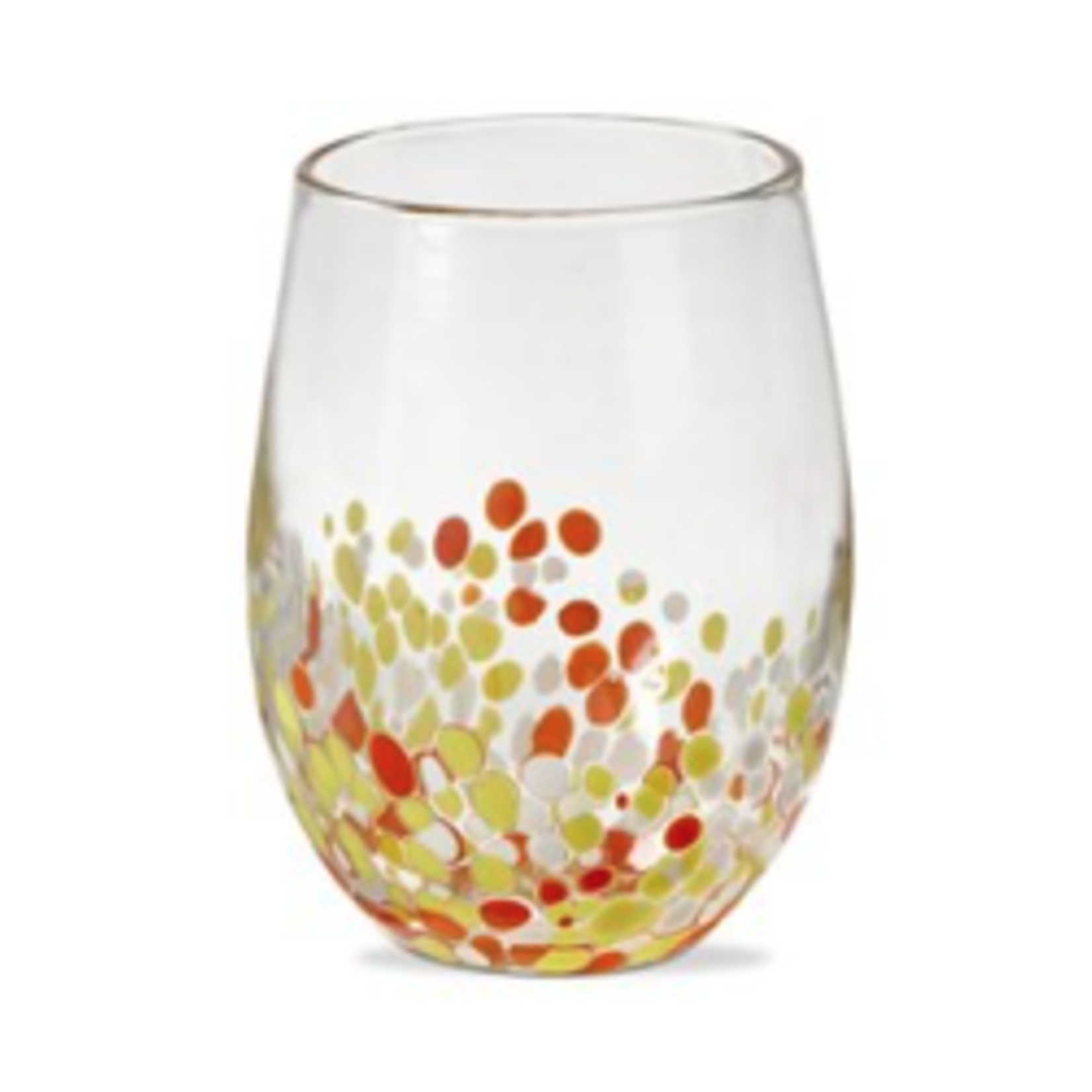 Tag Stemless Wine Glass, Pebbles Orange Yellow
