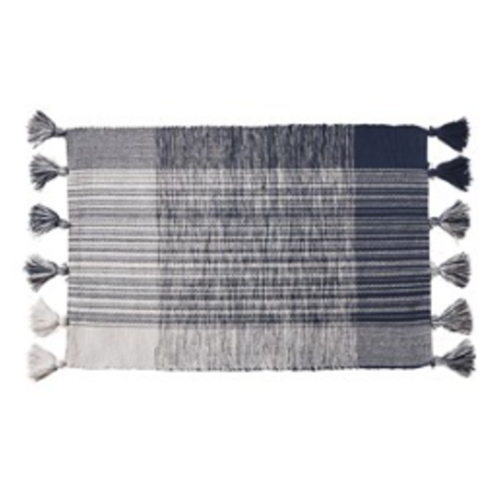 Tag Tassel Plaid Rug Blue