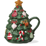 Tag Lidded Mug - Christmas Tree & Trimmings