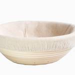 10" Round Bread Proofing Basket Rattan Bowl W/Cloth Liner | Bospak