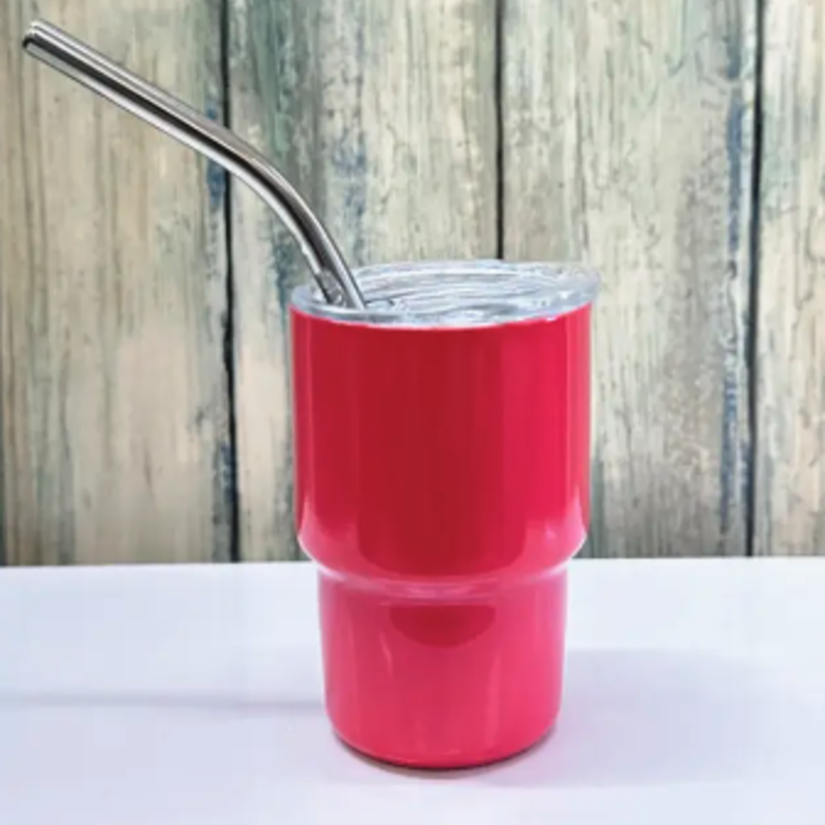 3oz Mini Tumbler Shot Glass with Straw, Hot Pink