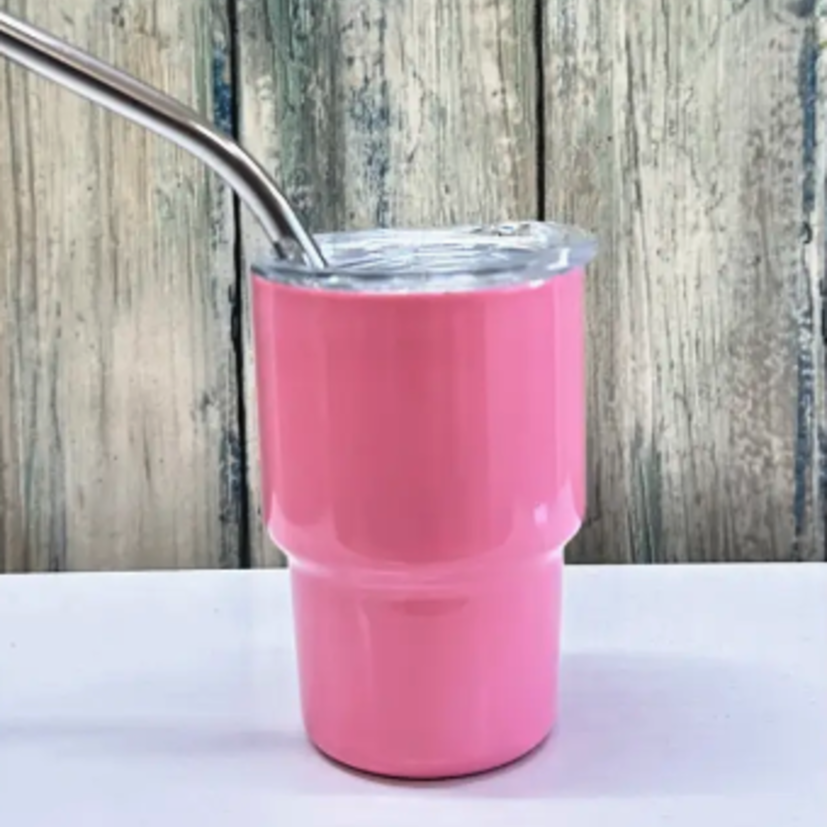 3oz Mini Tumbler Shot Glass with Straw, Pink