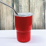 3oz Mini Tumbler Shot Glass with Straw, Red