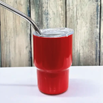 DESHENG ENTERPRISE 3oz Mini Tumbler Shot Glass with Straw, Red