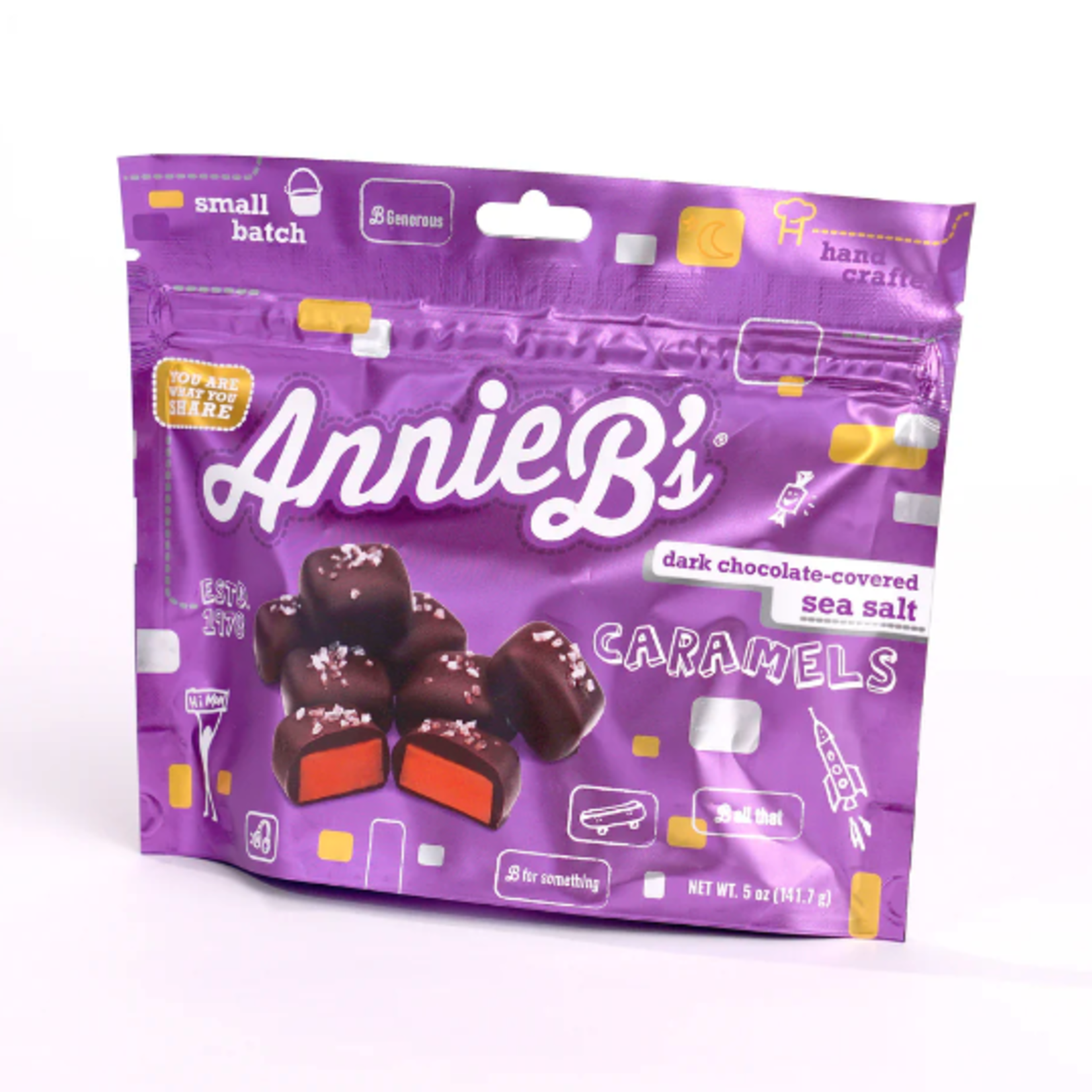 Annie B's Dark Choc. Sea Salt Caramel Pouch 5oz | Annie B's