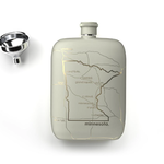 Well Told MN Map Pocket Flask 6oz - Matte White | Well Told
