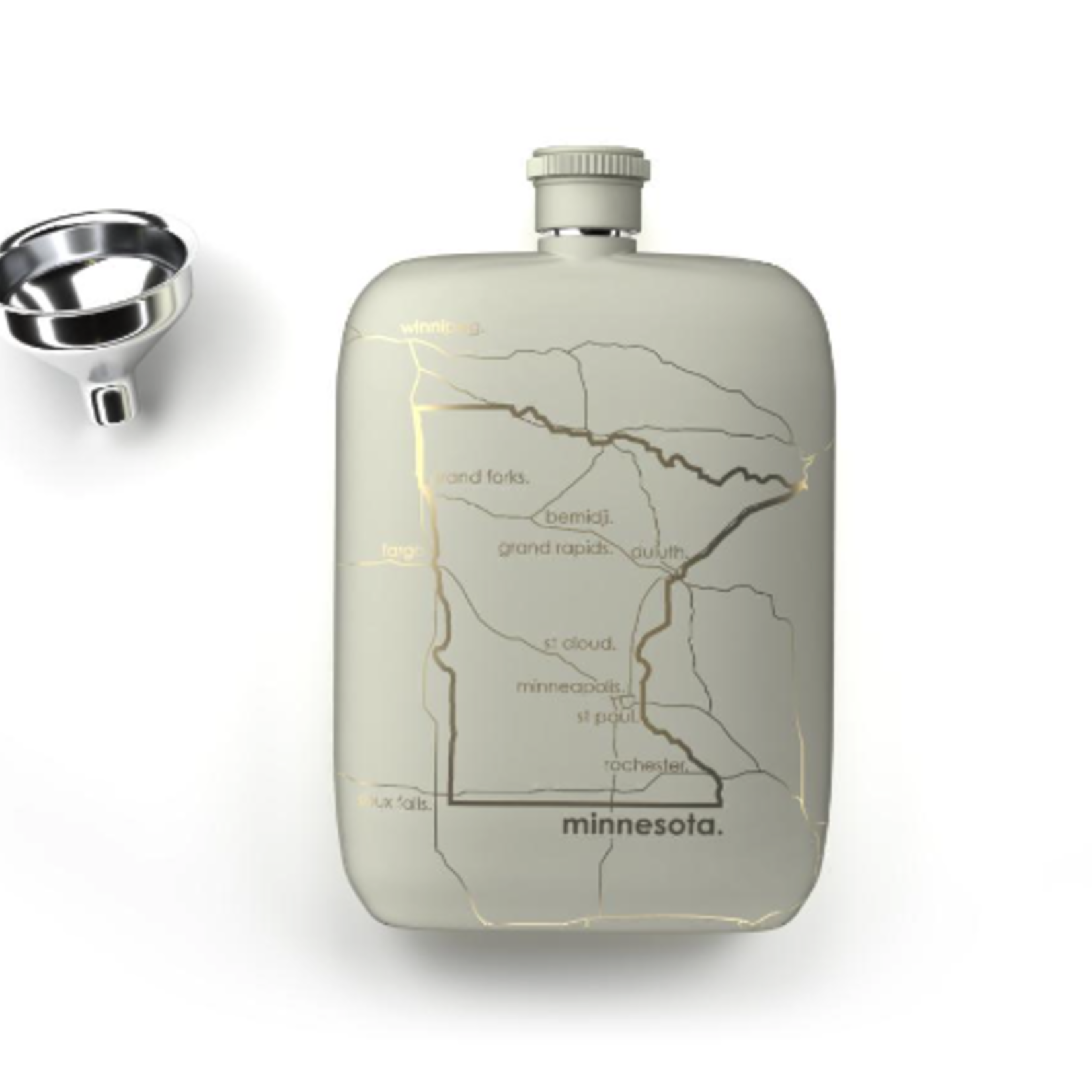 Well Told MN Map Pocket Flask 6oz - Matte White | Well Told