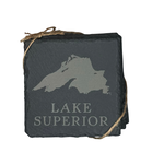 The Lillie Pad Custom Lake Map Coasters Set of 4  - Natural Slate