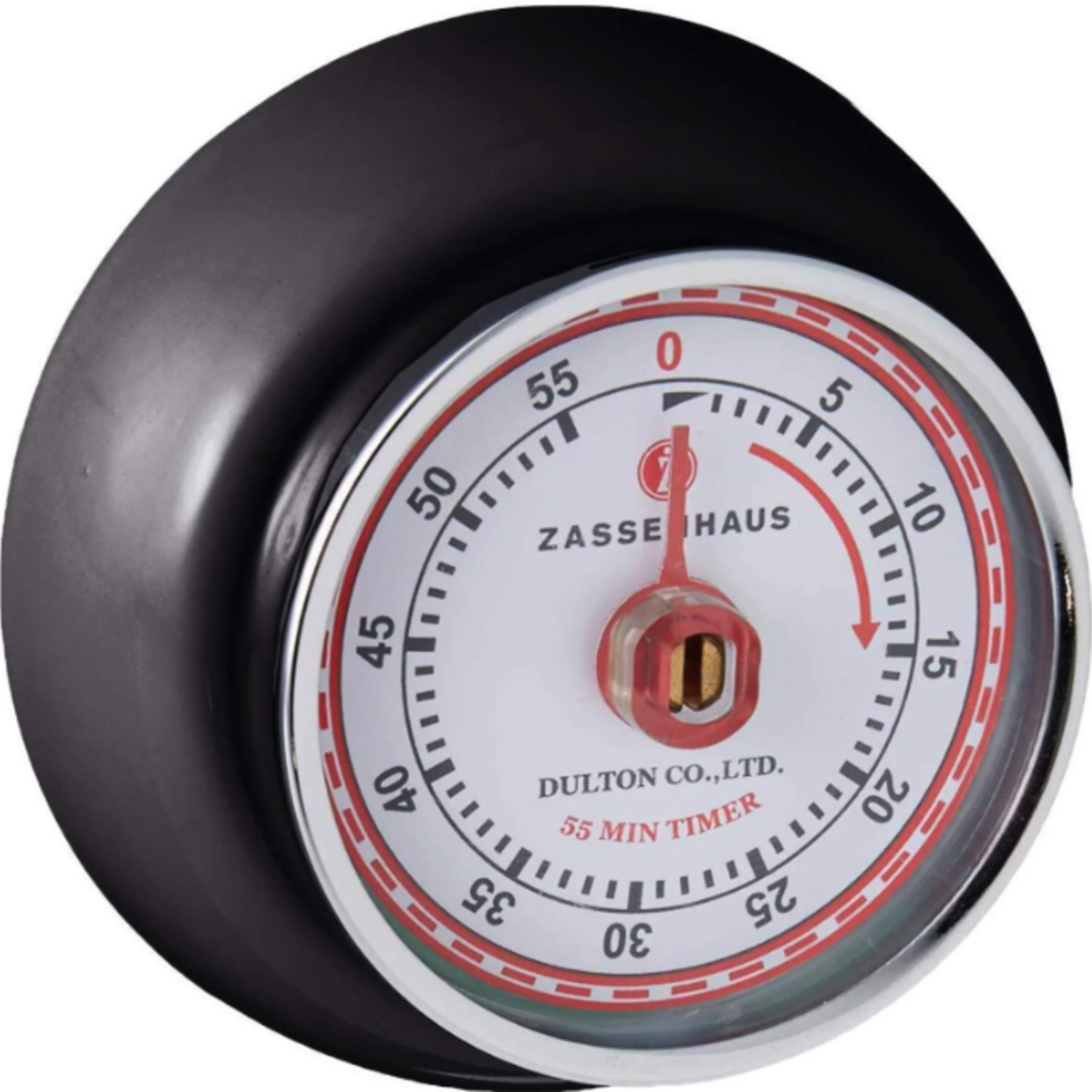 Zassenhaus "Retro" Kitchen Timer, Black, 2.75” x 1.25"