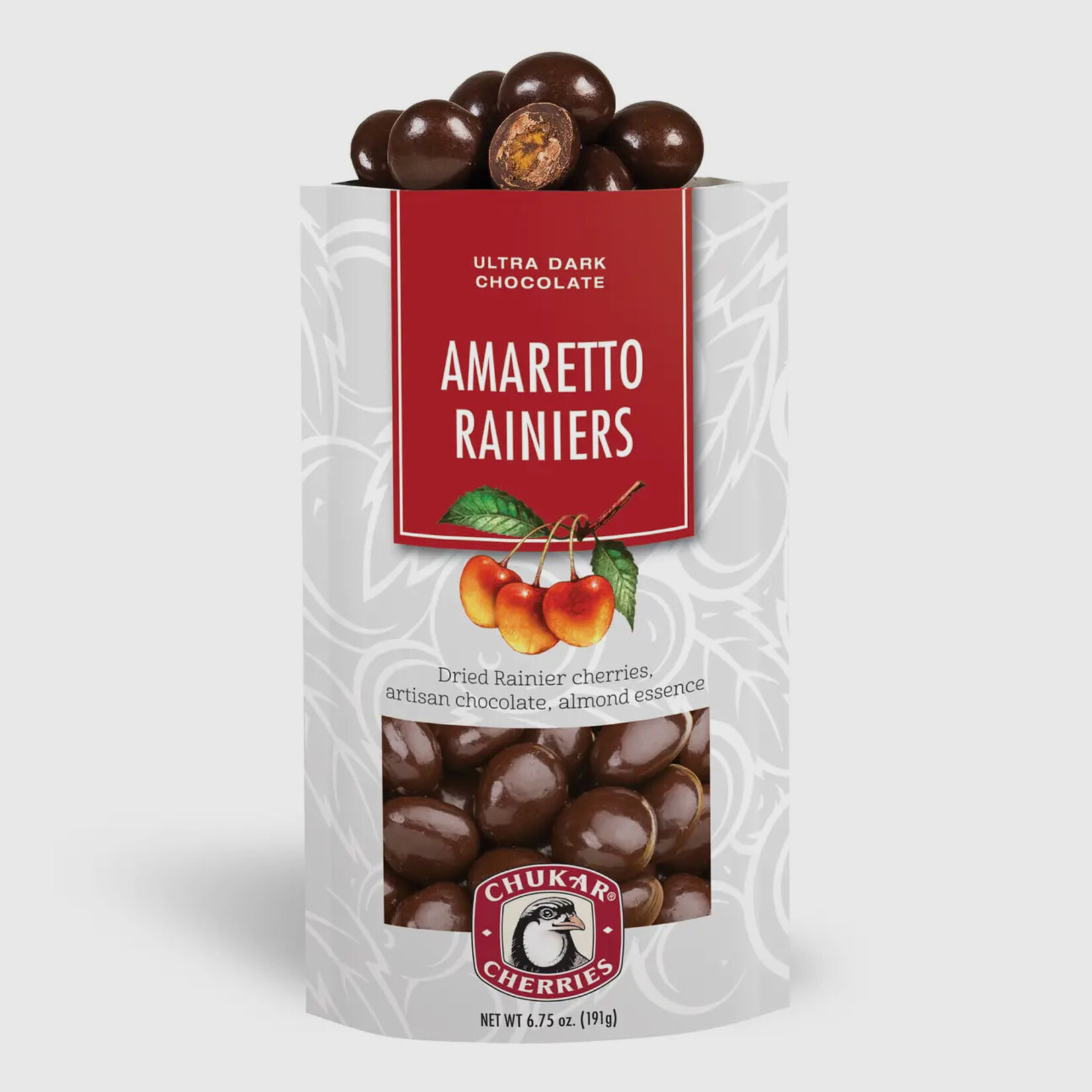 Chukar Cherry Company 6.75 oz Amaretto Rainiers - Ultra Dark Chocolate Bag
