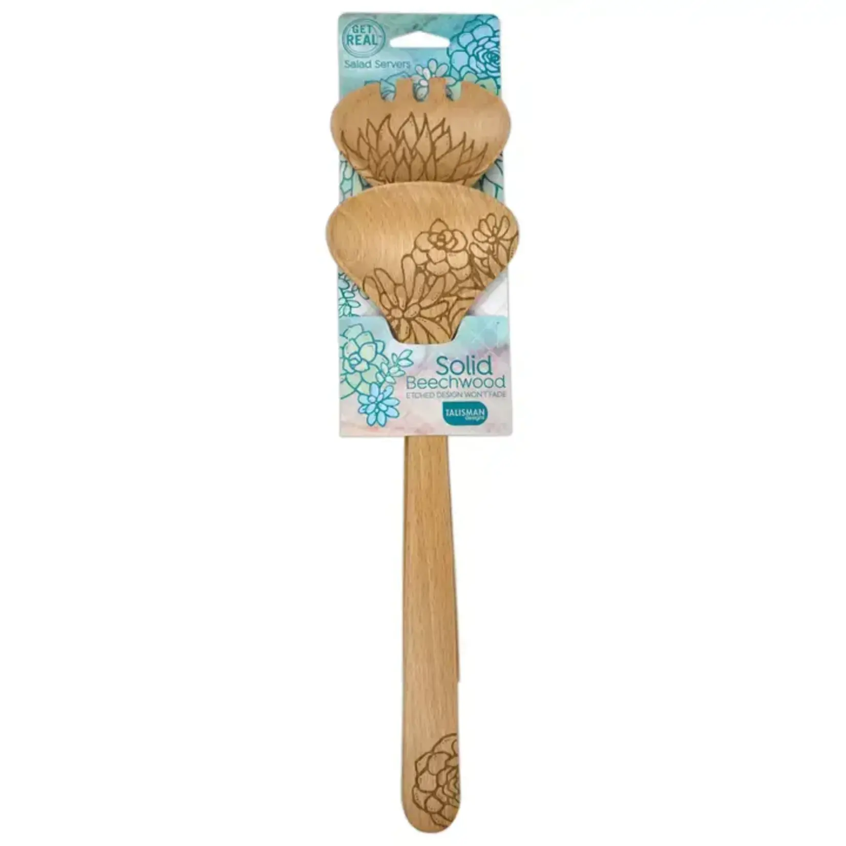 Talisman Design Beechwood Salad Set, Succulent | Talisman Design