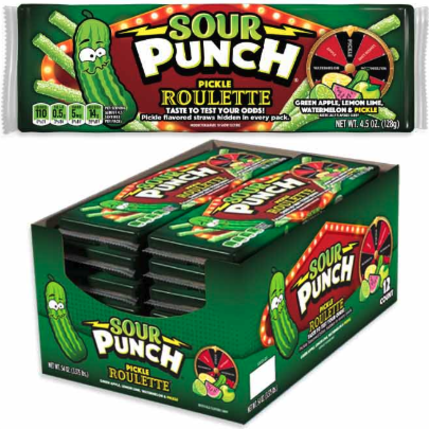 Redstone Candy Sour Punch Straws- Pickle Roulette 4.5 OZ