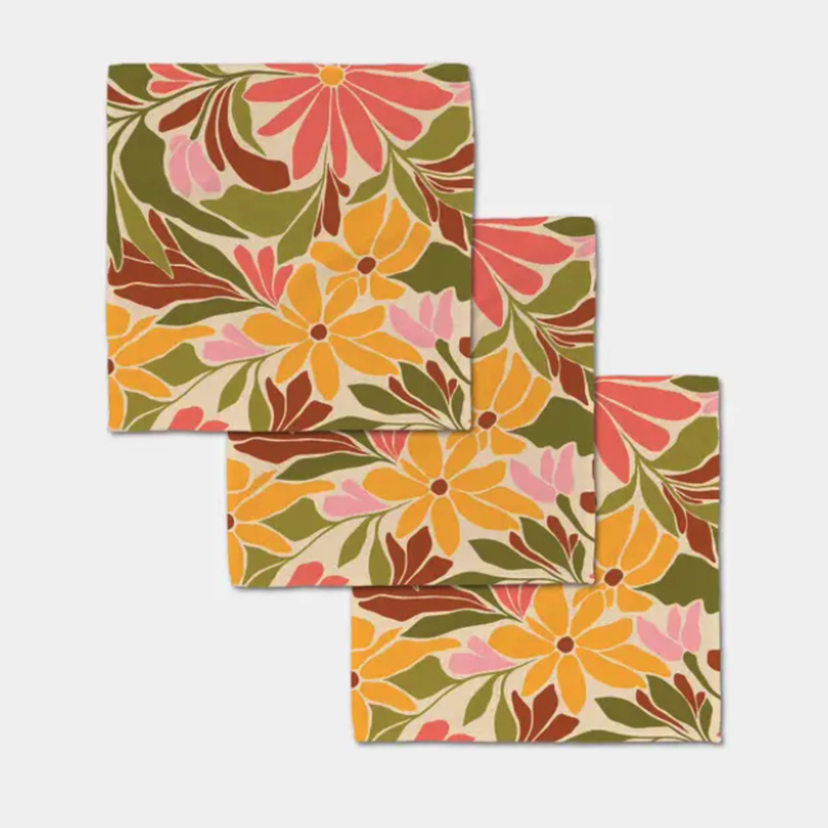 Geometry Blooming Tan Luxe Washcloth Set | Geometry