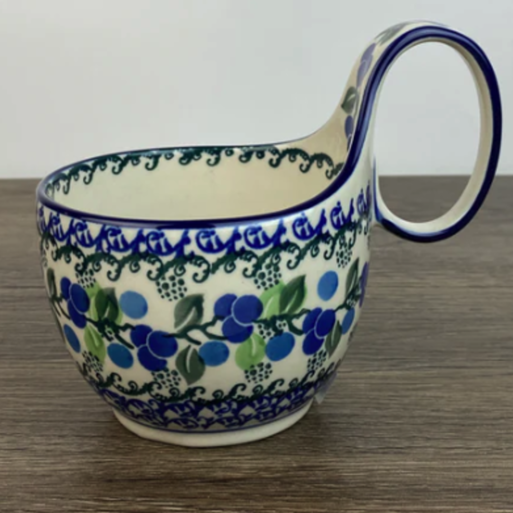 Polish Pottery Polish Soup Mug 12oz, Blueberries | Polish Pottery