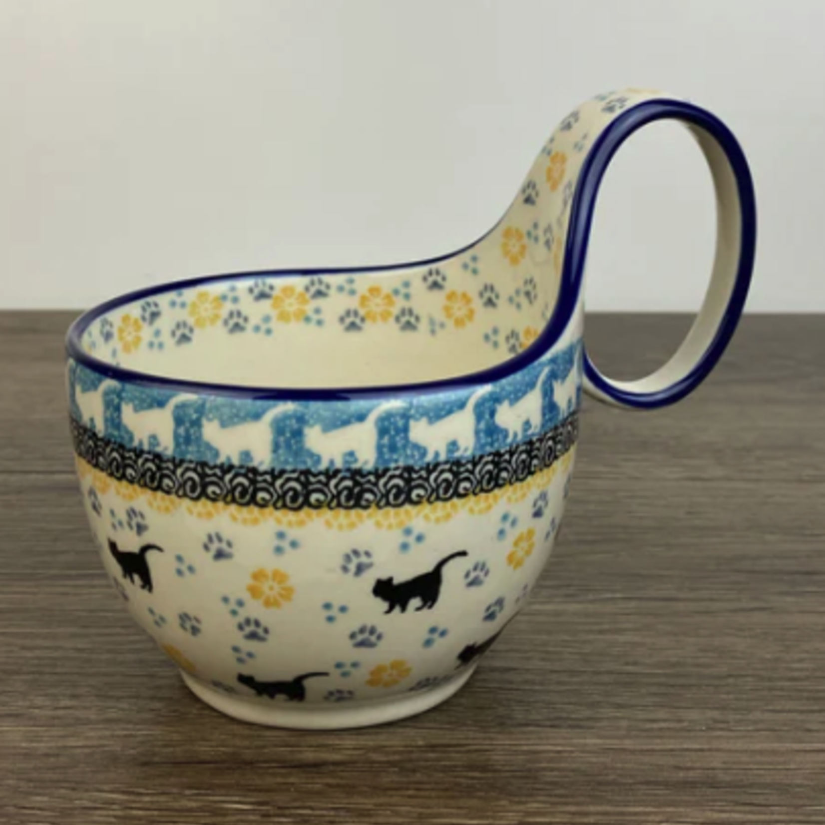Polish Pottery Polish Soup Mug 12oz, The Cat in the Cup | Polish Pottery