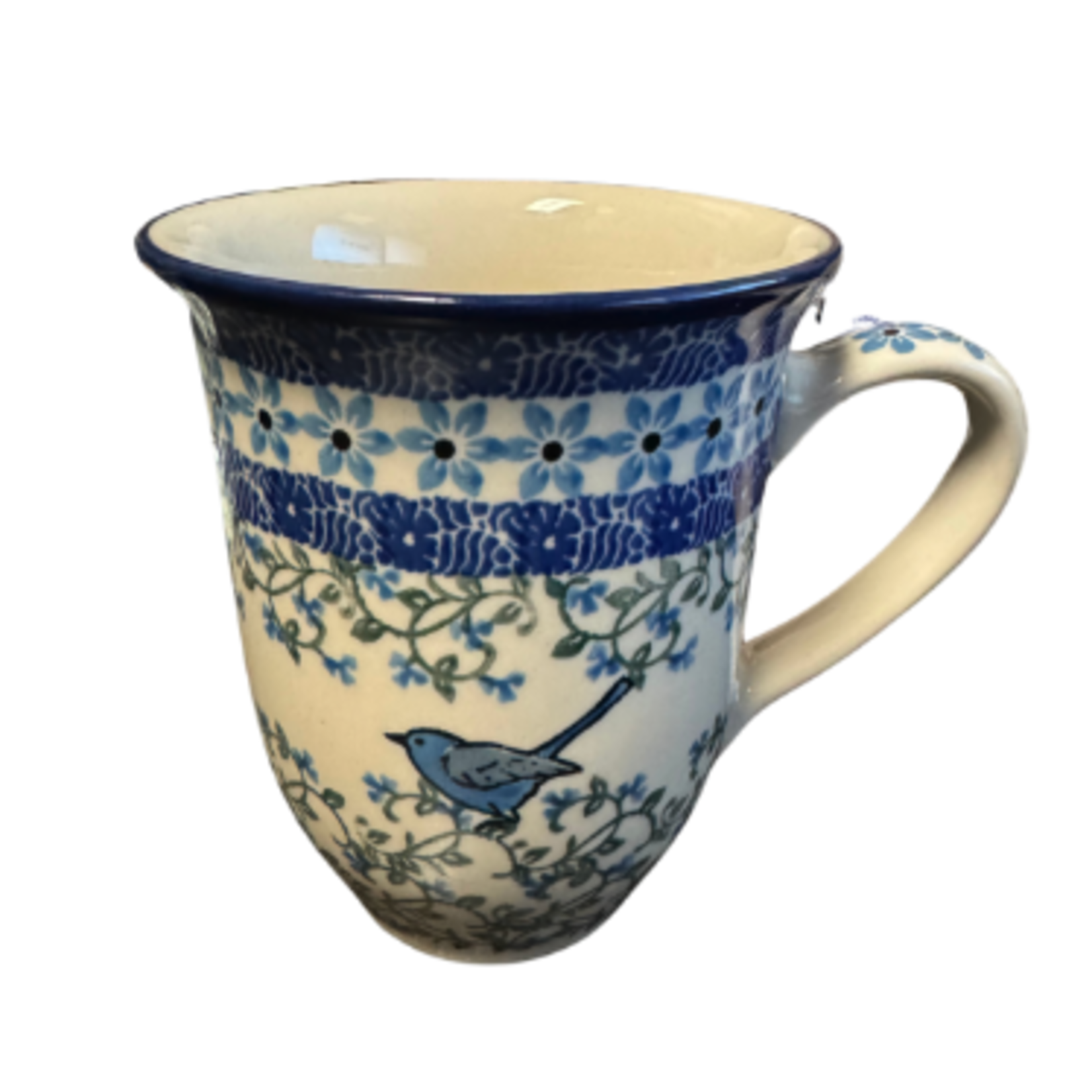 Polish Pottery 5 oz. Bistro Mug, Bird on a Wire | Polish Pottery