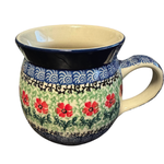 Polish Pottery Gentlemans Mug 16 oz, Red Flowers | Polish Pottery
