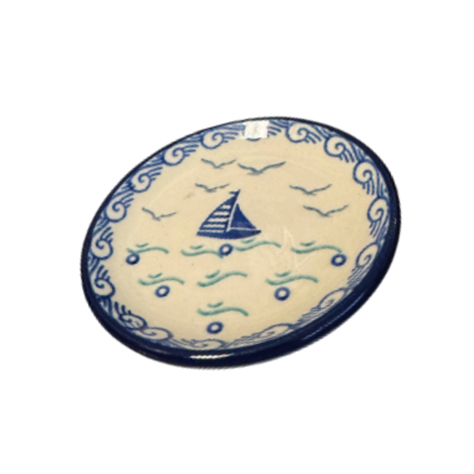 Polish Pottery 4" Coaster, Sailing To Blackstone | Polish Pottery