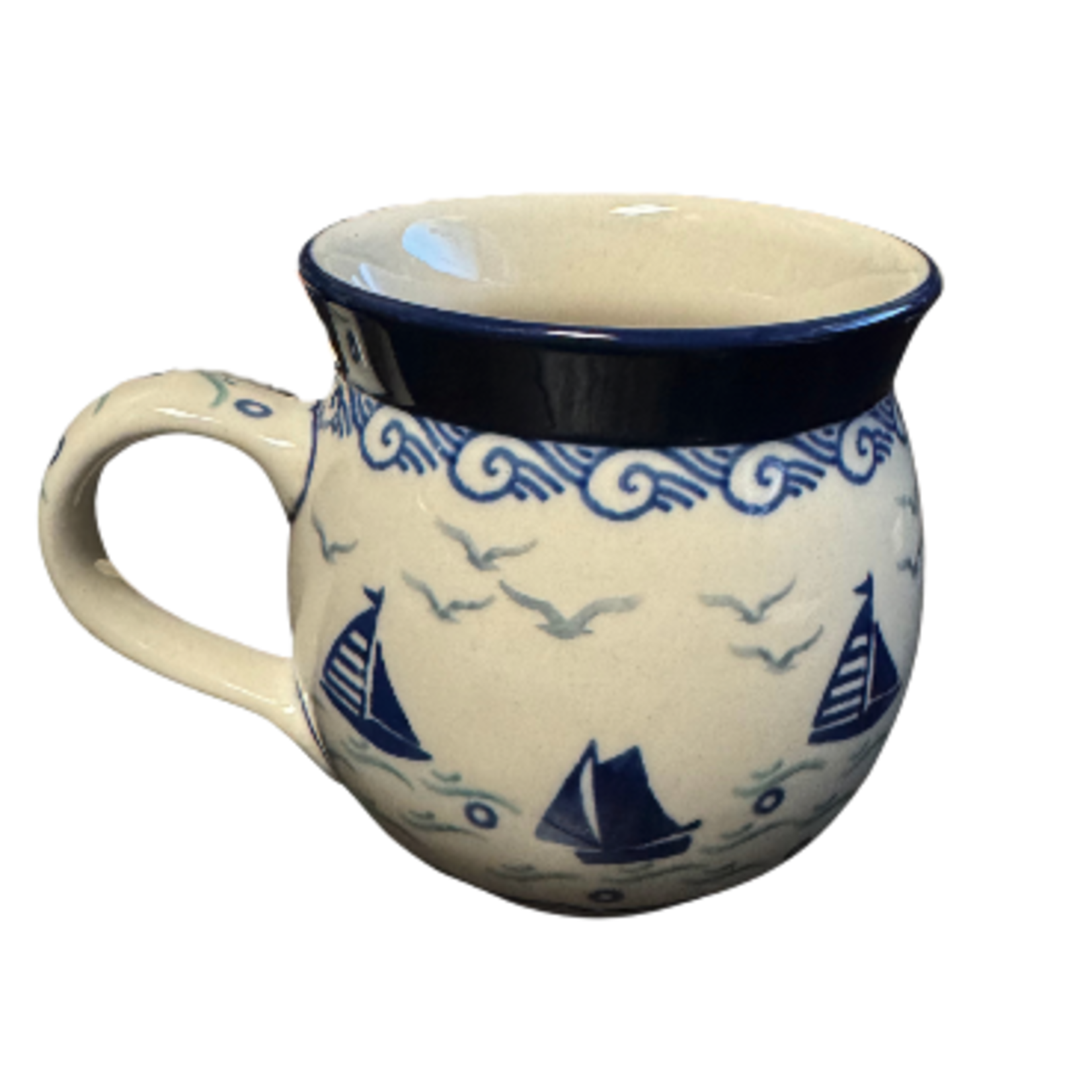 Polish Pottery Bubble Mug 12oz, Sailing to the River Lands | Polish Pottery
