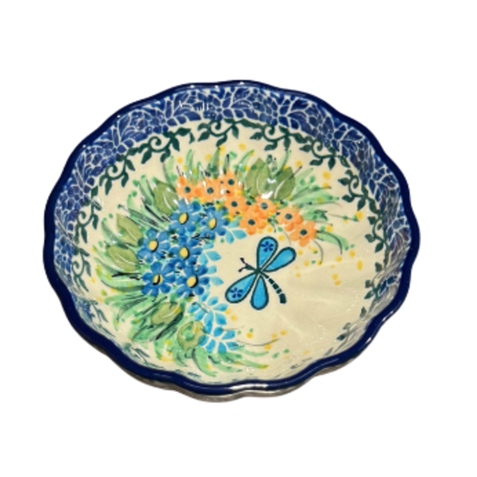 European Design Imports Inc. Polish Pottery Scalloped Bowl, 4.5" - UNIKAT, Arrax's Flight