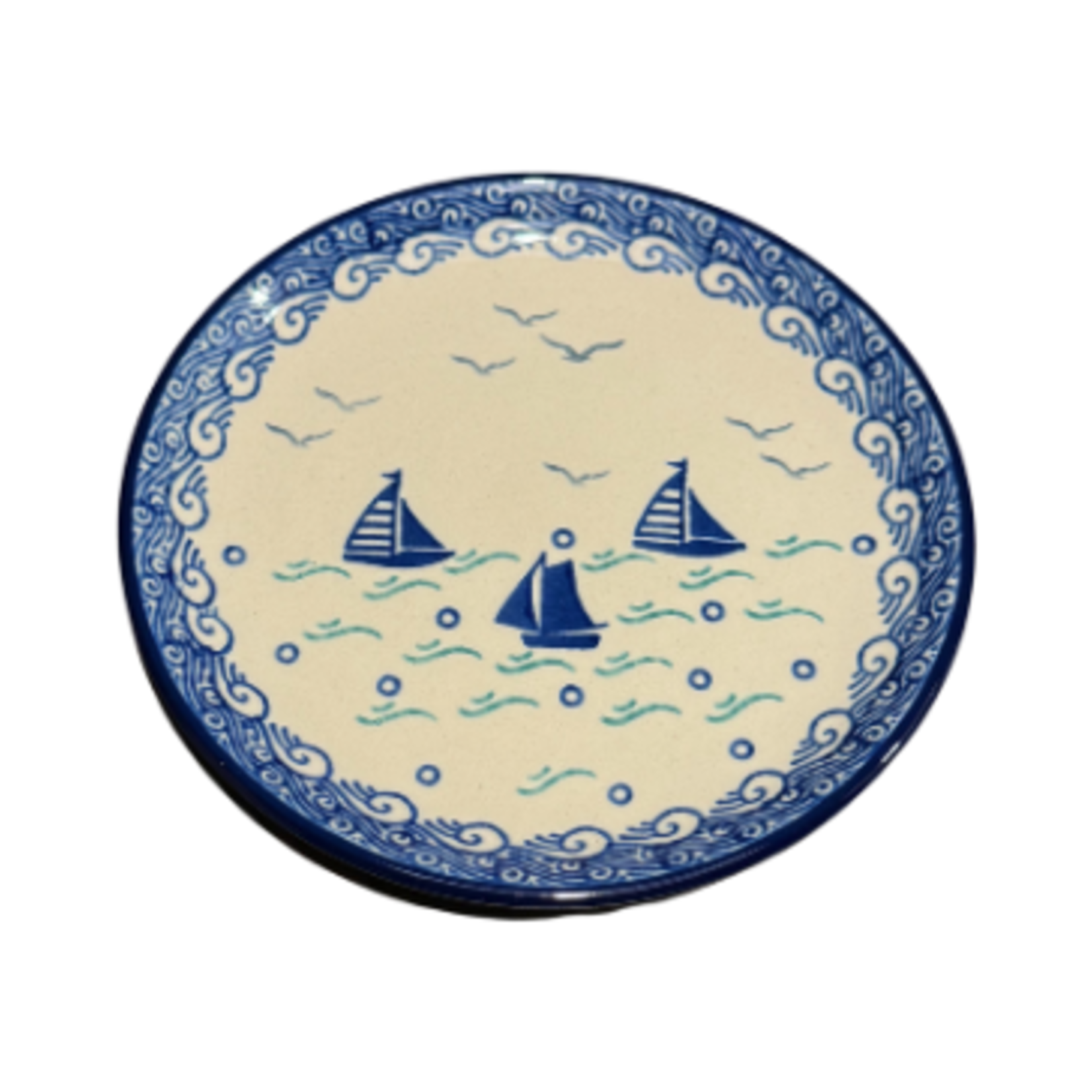 European Design Imports Inc. Polish Pottery Appetizer / Toast Plate 6", Sailing to Kings Landing