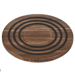 Le Creuset Magnetic Wooden Trivet - Acacia Wood with Black Silicone Rings - 8"