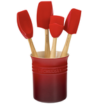 Le Creuset Craft Series 5-Piece Utensil Set with Crock - Cerise