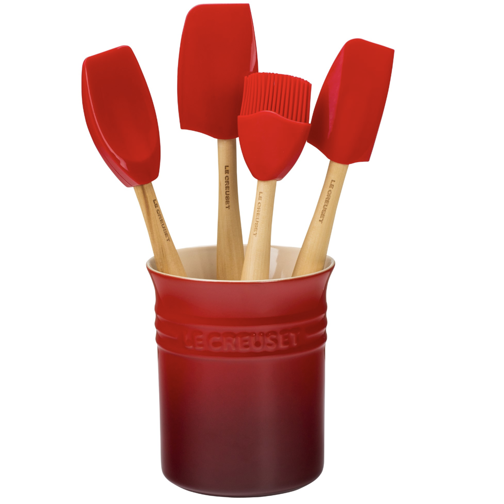 Le Creuset Craft Series 5-Piece Utensil Set with Crock - Cerise