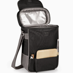 Picnic Time Duet Wine and Cheese Insulated 2 Bottle Tote Bag - Black with Gray Accents