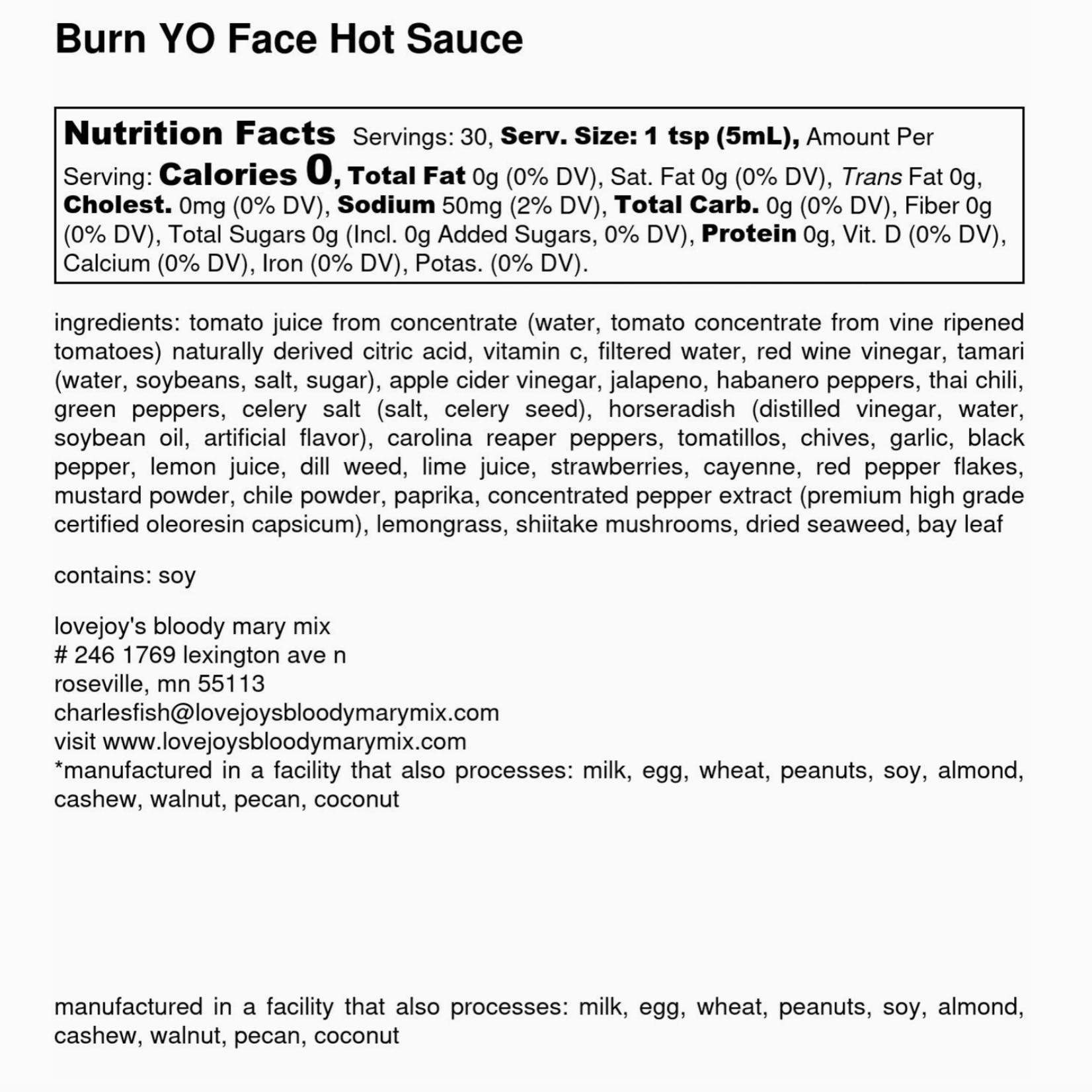 Burn Yo Face Hot Sauce (5oz)