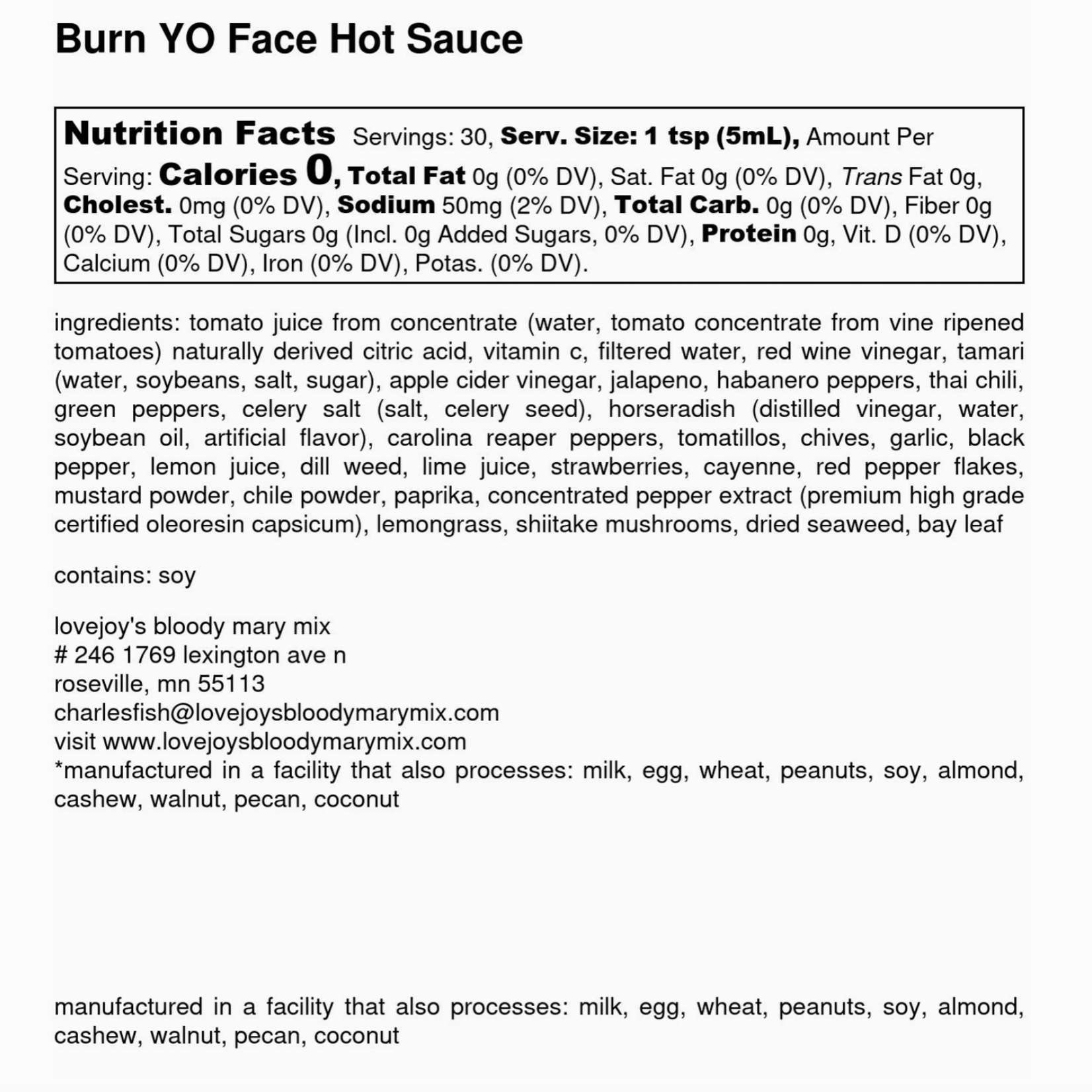 Love Joy's Burn Yo Face Hot Sauce (5oz) | Lovejoy’s