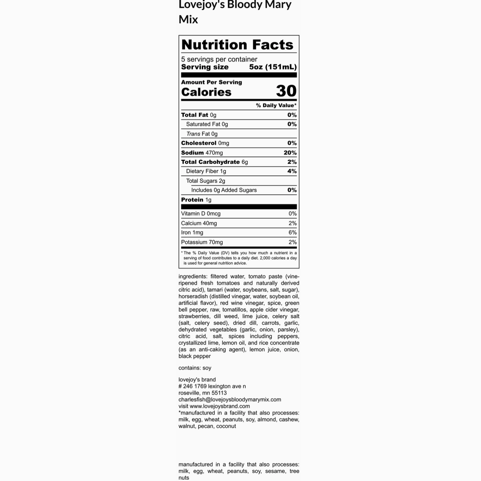 Love Joy's Bloody Mary Mix - Original (25oz) | Lovejoy’s